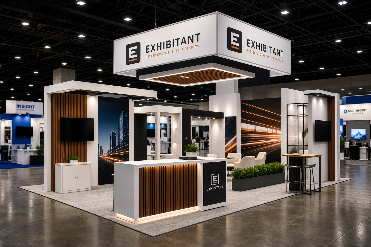 Exhibitant modular trade show booth on an expo floor